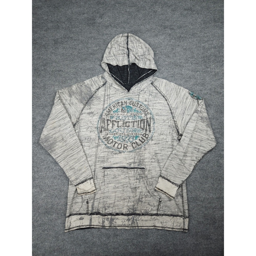 Freedom Tribe Reversible Sweatshirt Men's XXL Gray Graphic Motor Club Y2K - Picture 1 of 16